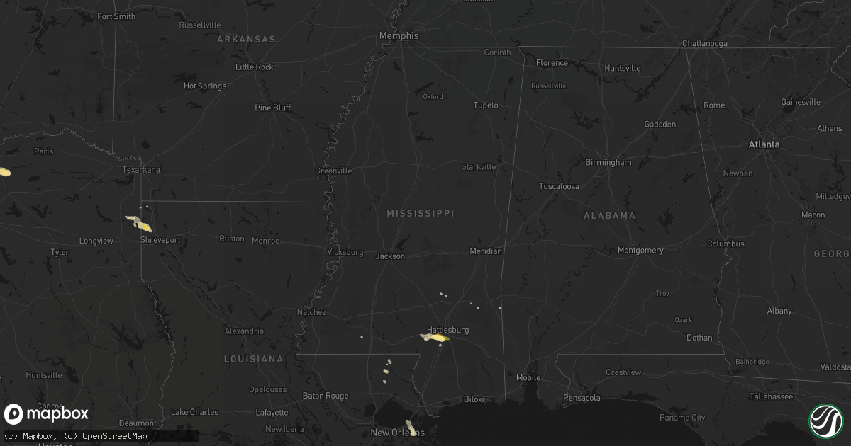 Hail map in Mississippi on April 26, 2026