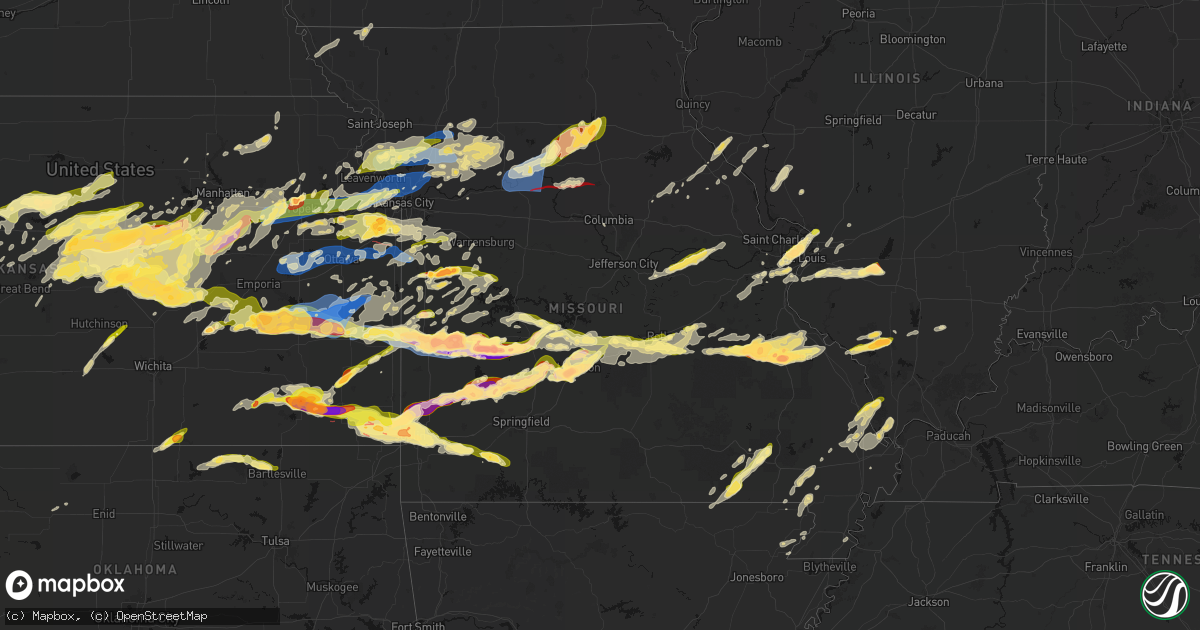 Hail map in Missouri on April 26, 2026