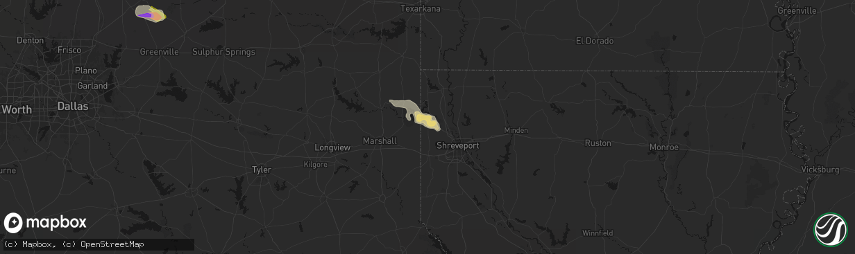 Hail map in Mooringsport, LA on April 26, 2026
