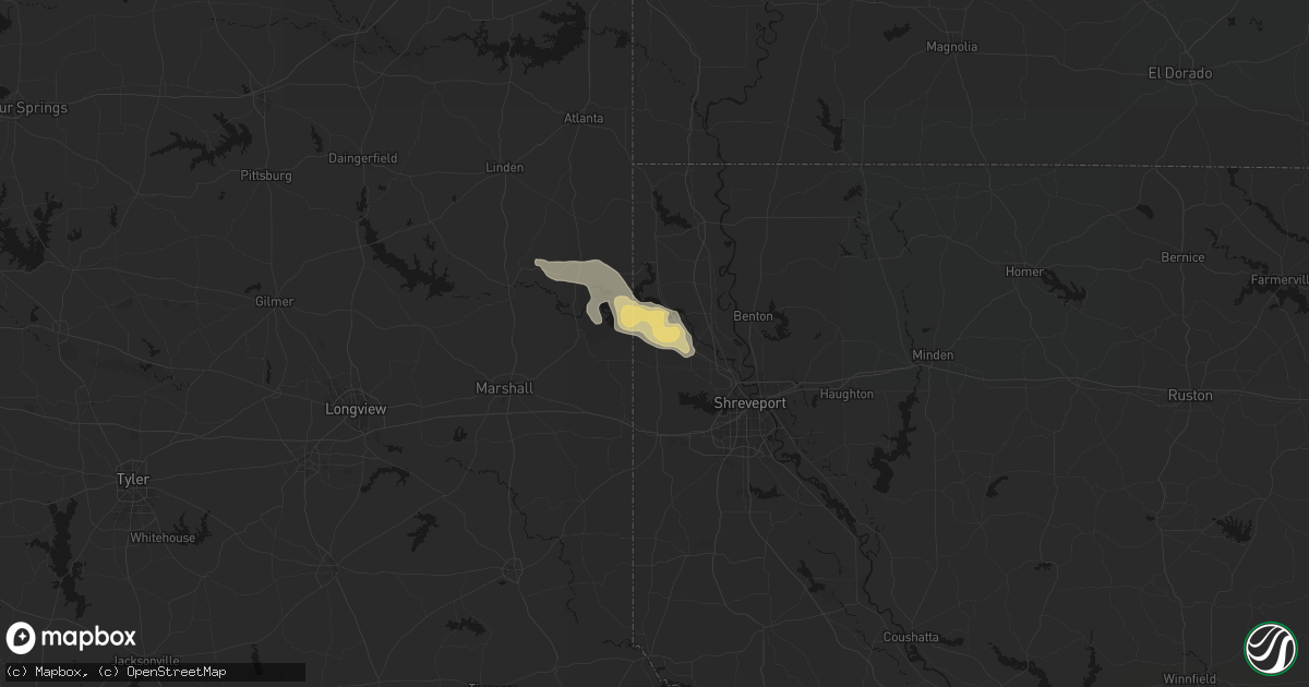 Hail map in Mooringsport, LA on April 26, 2026