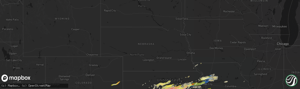 Hail map in Nebraska on April 26, 2026