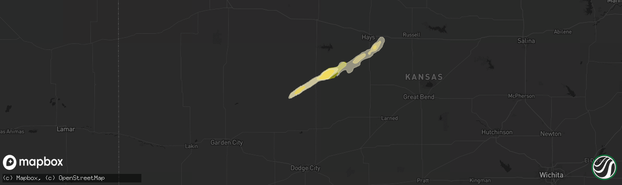 Hail map in Ness City, KS on April 26, 2026