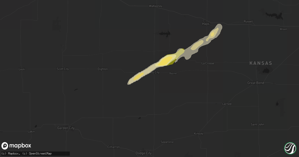 Hail map in Ness City, KS on April 26, 2026