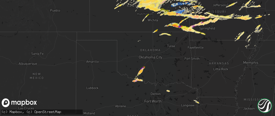 Hail map in Oklahoma on April 26, 2026