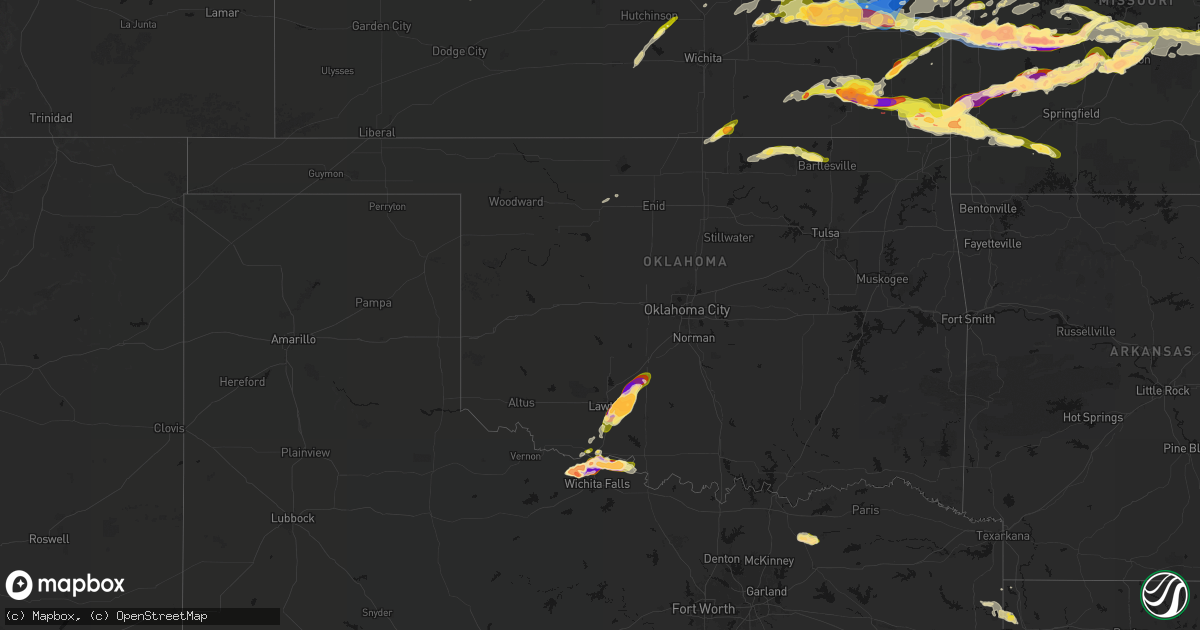 Hail map in Oklahoma on April 26, 2026