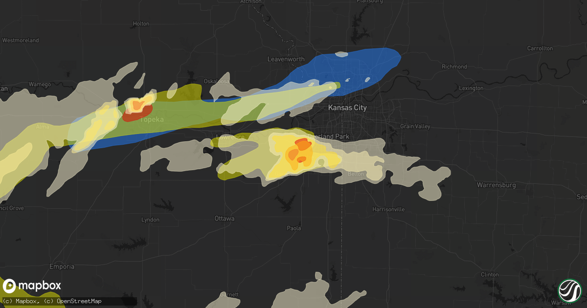 Hail map in Olathe, KS on April 26, 2026