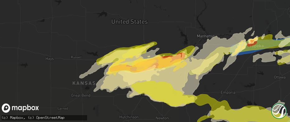 Hail map in Salina, KS on April 26, 2026