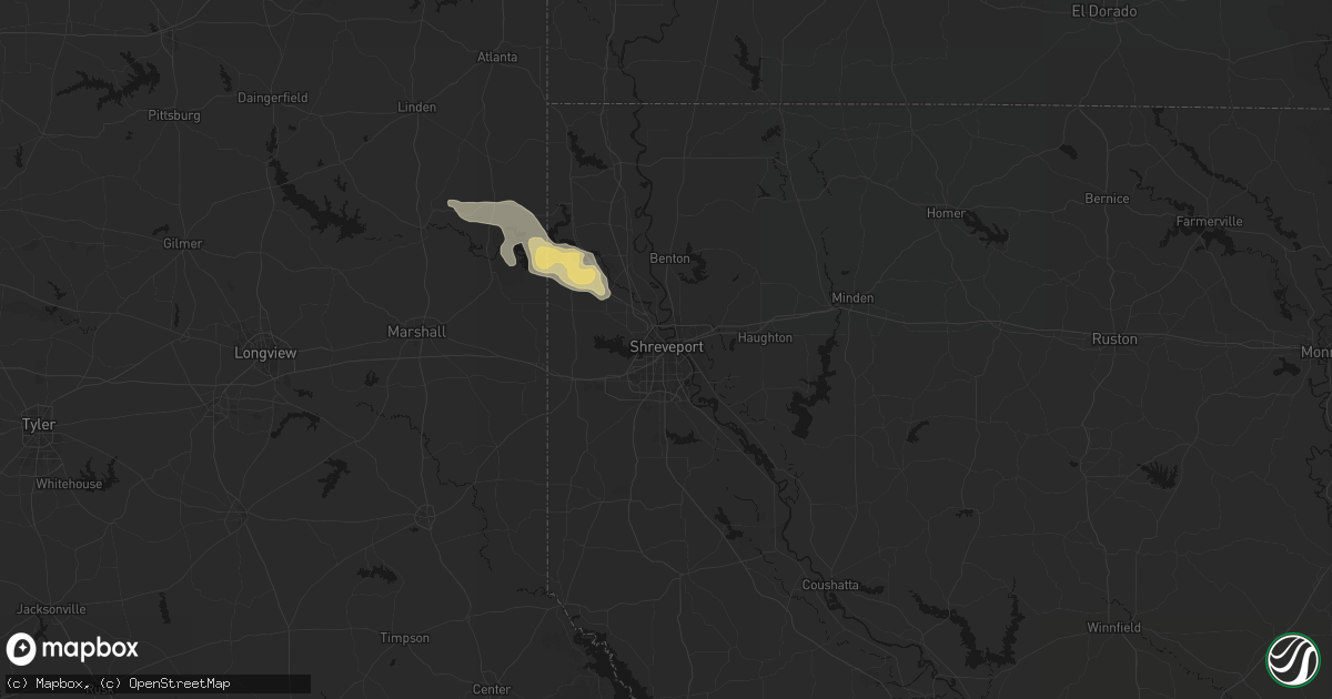 Hail map in Shreveport, LA on April 26, 2026