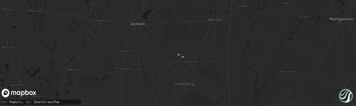 Hail map in Taylorsville, MS on April 26, 2026