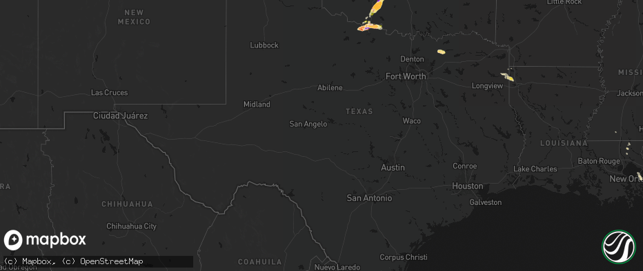 Hail map in Texas on April 26, 2026