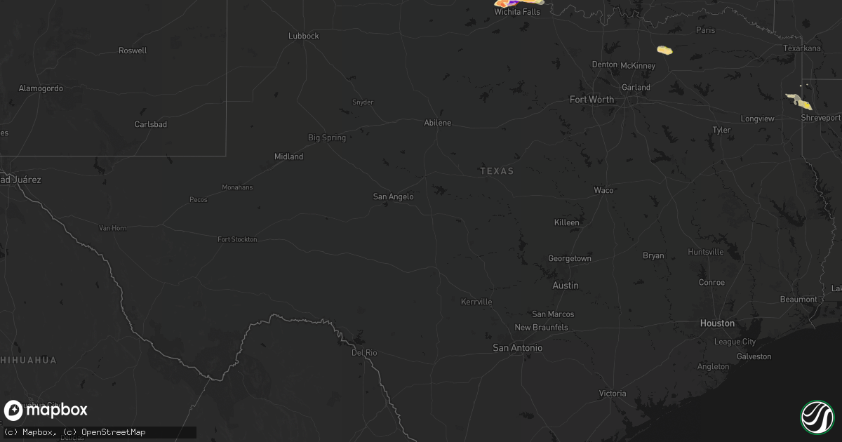 Hail map in Texas on April 26, 2026