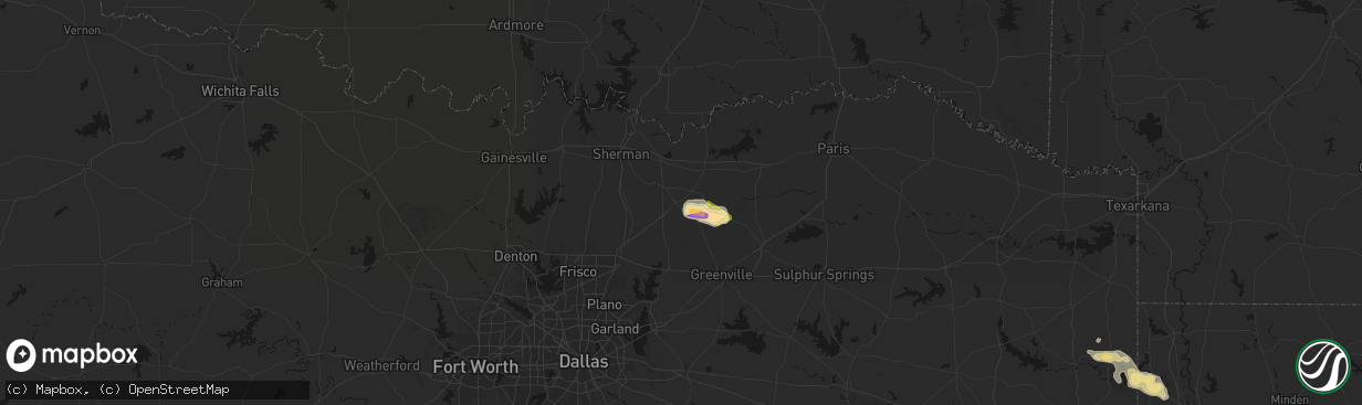 Hail map in Trenton, TX on April 26, 2026