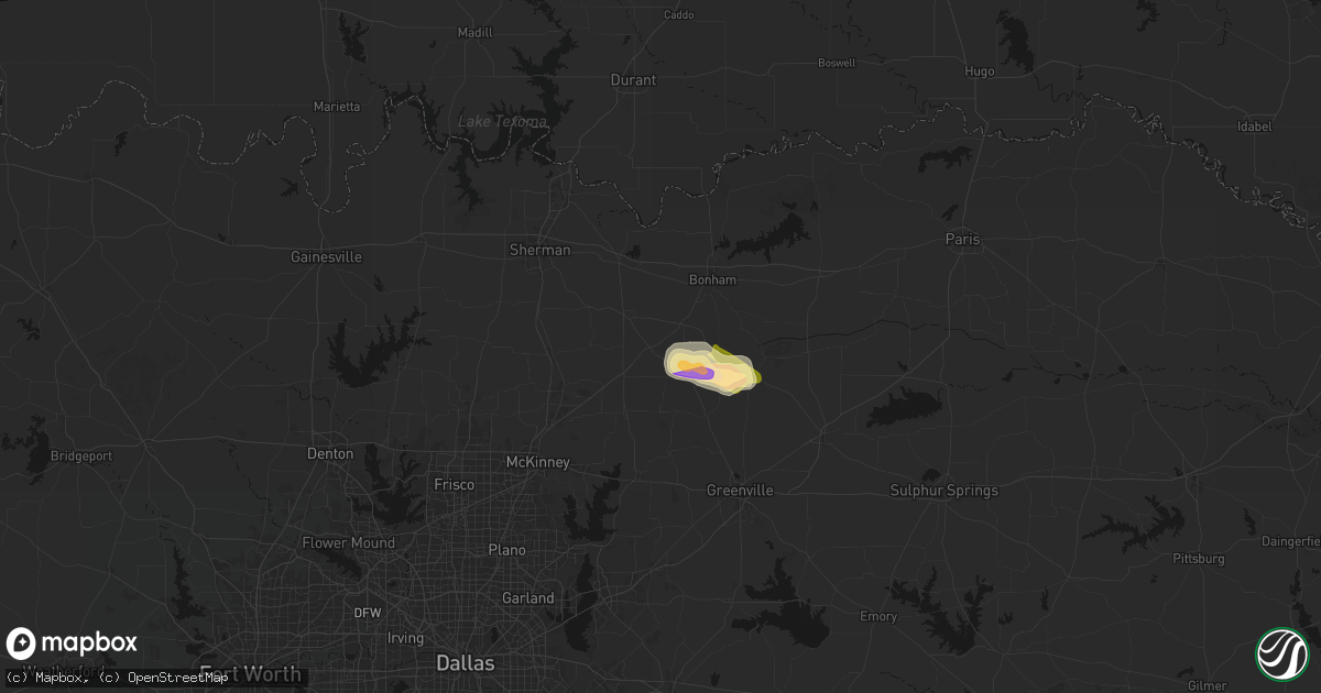 Hail map in Trenton, TX on April 26, 2026