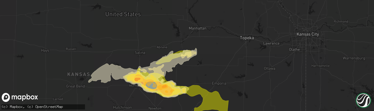 Hail map in White City, KS on April 26, 2026