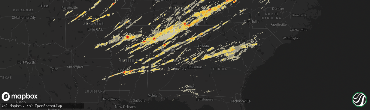 Hail map on April 27, 2011