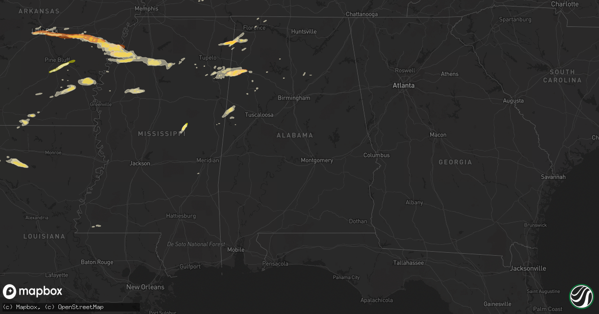 Hail map in Alabama on April 27, 2013