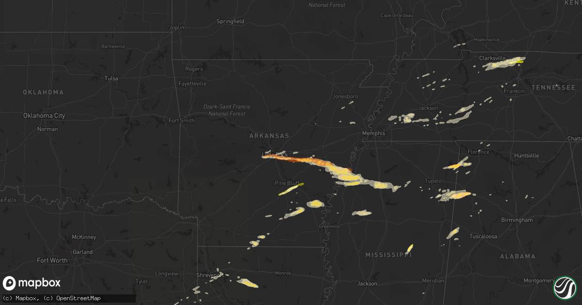 Hail map in Arkansas on April 27, 2013