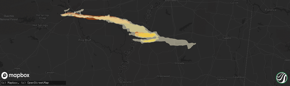 Hail map in Clarksdale, MS on April 27, 2013