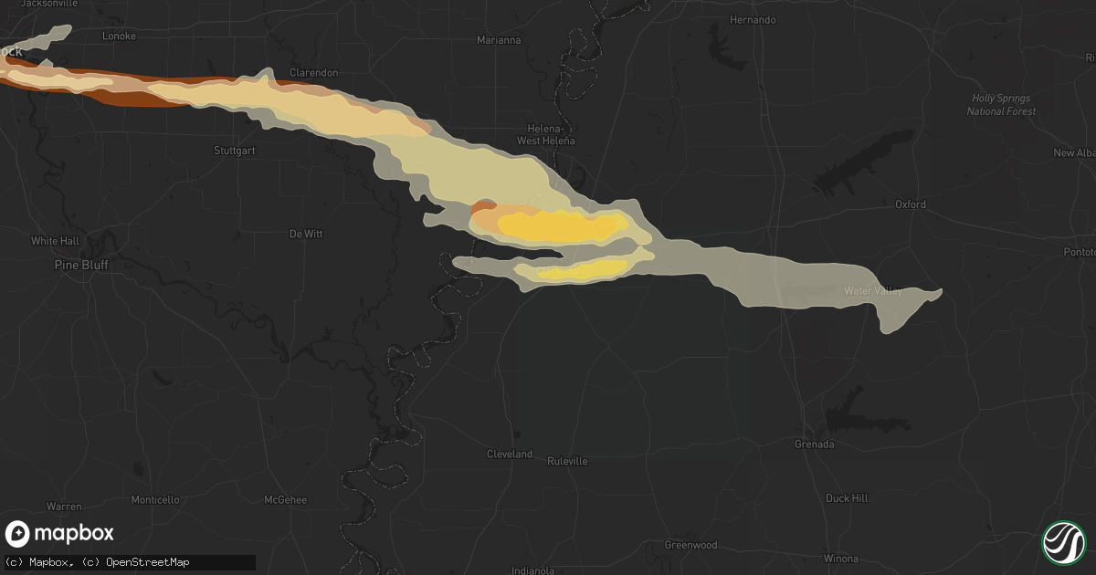 Hail map in Clarksdale, MS on April 27, 2013