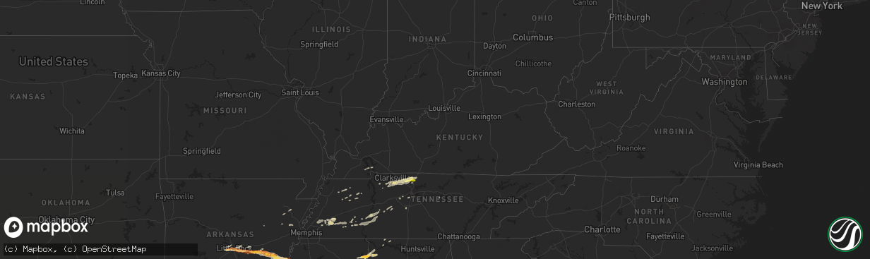 Hail map in Kentucky on April 27, 2013