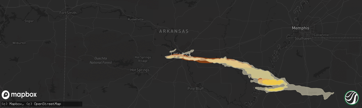 Hail map in Little Rock, AR on April 27, 2013