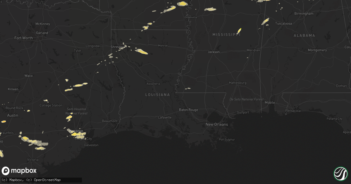 Hail map in Louisiana on April 27, 2013