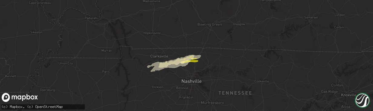 Hail map in Springfield, TN on April 27, 2013