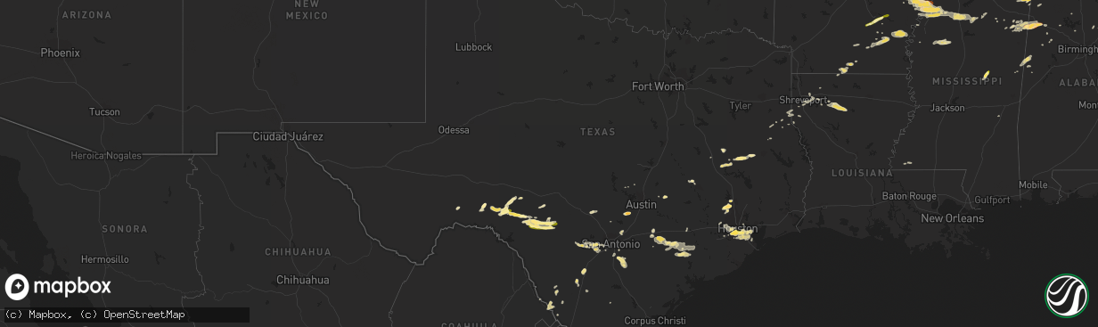 Hail map in Texas on April 27, 2013