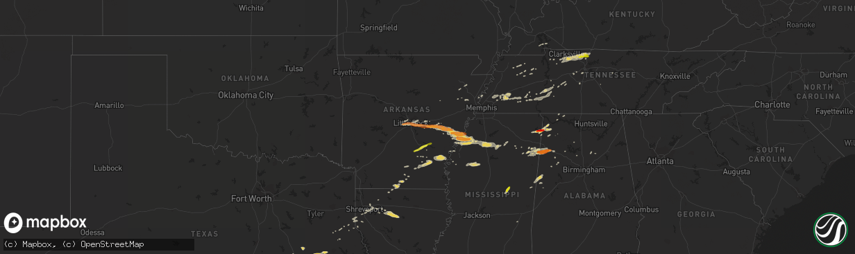 Hail map on April 27, 2013