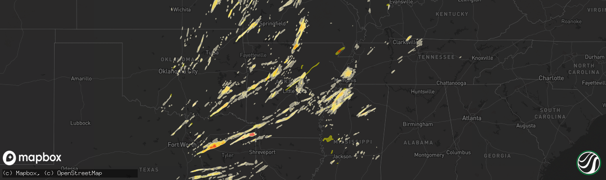 Hail map in Arkansas on April 27, 2014