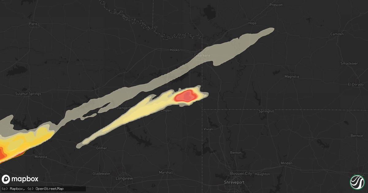 Hail map in Atlanta, TX on April 27, 2014