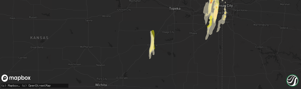 Hail map in Emporia, KS on April 27, 2014