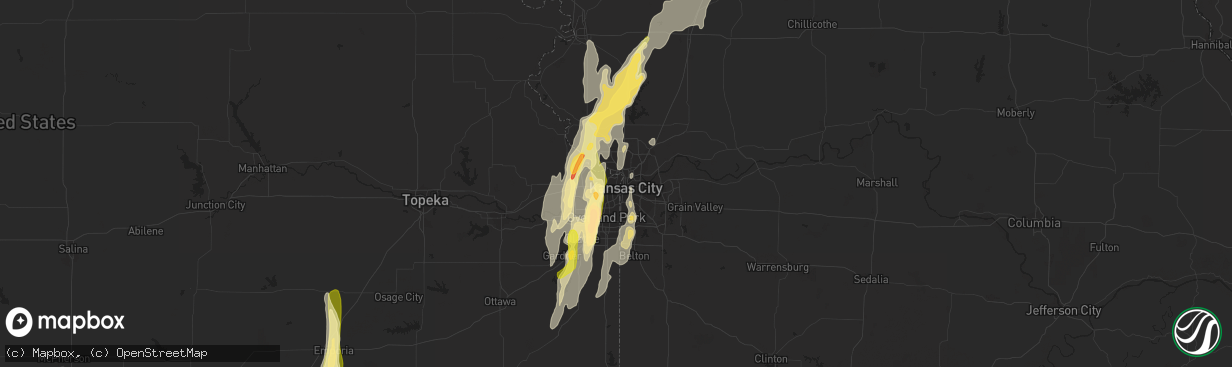 Hail map in Kansas City, KS on April 27, 2014