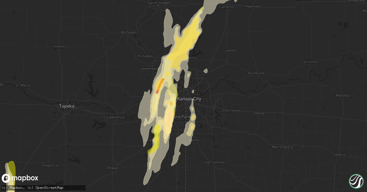 Hail map in Kansas City, KS on April 27, 2014