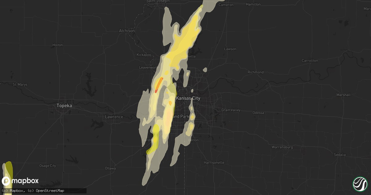 Hail map in Kansas City, MO on April 27, 2014