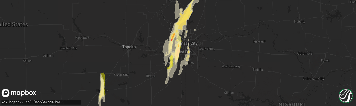 Hail map in Lenexa, KS on April 27, 2014