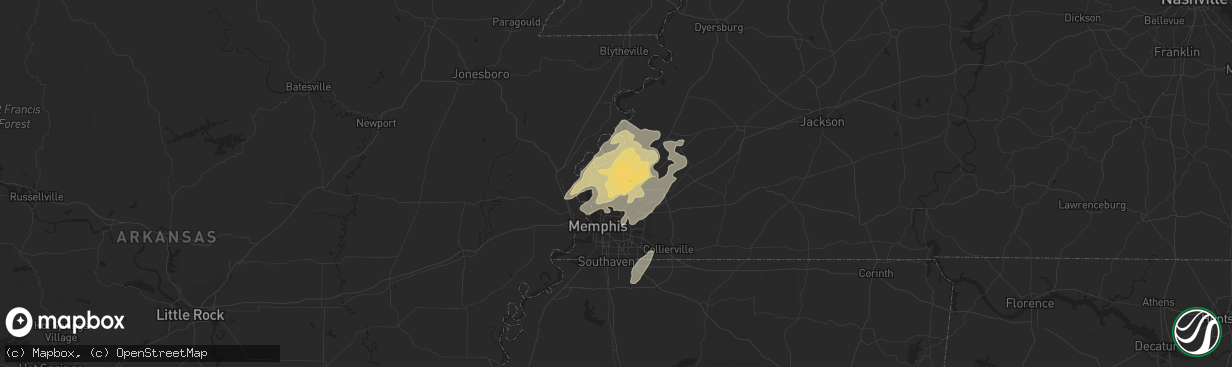 Hail map in Millington, TN on April 27, 2014