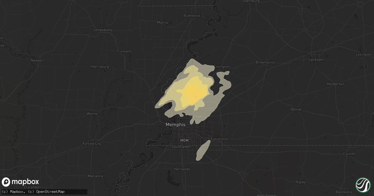 Hail map in Millington, TN on April 27, 2014