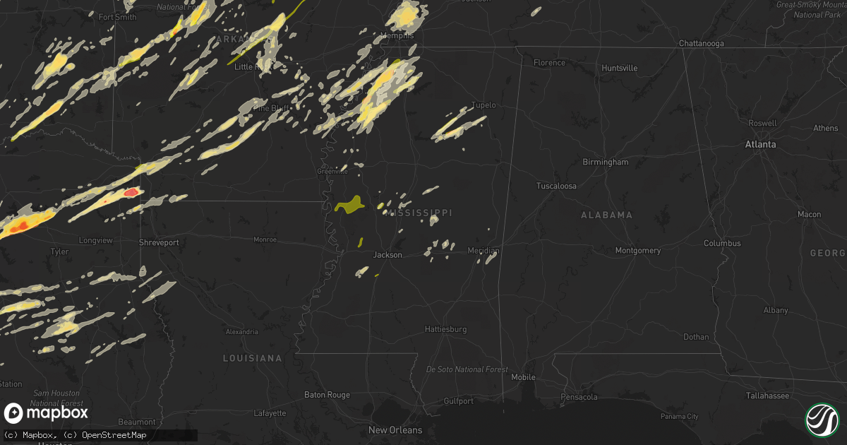 Hail map in Mississippi on April 27, 2014