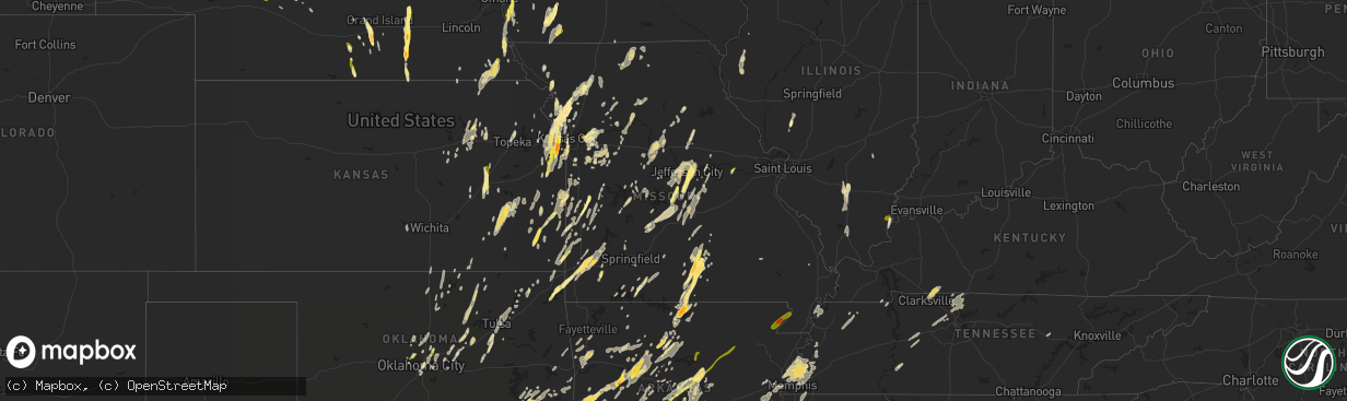 Hail map in Missouri on April 27, 2014