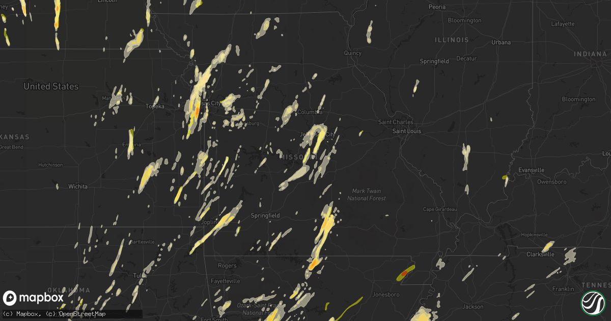 Hail map in Missouri on April 27, 2014