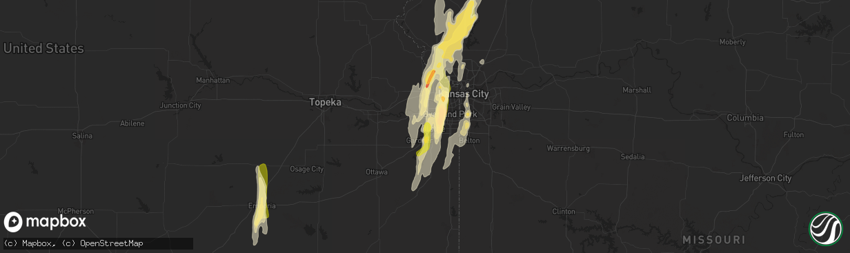 Hail map in Olathe, KS on April 27, 2014