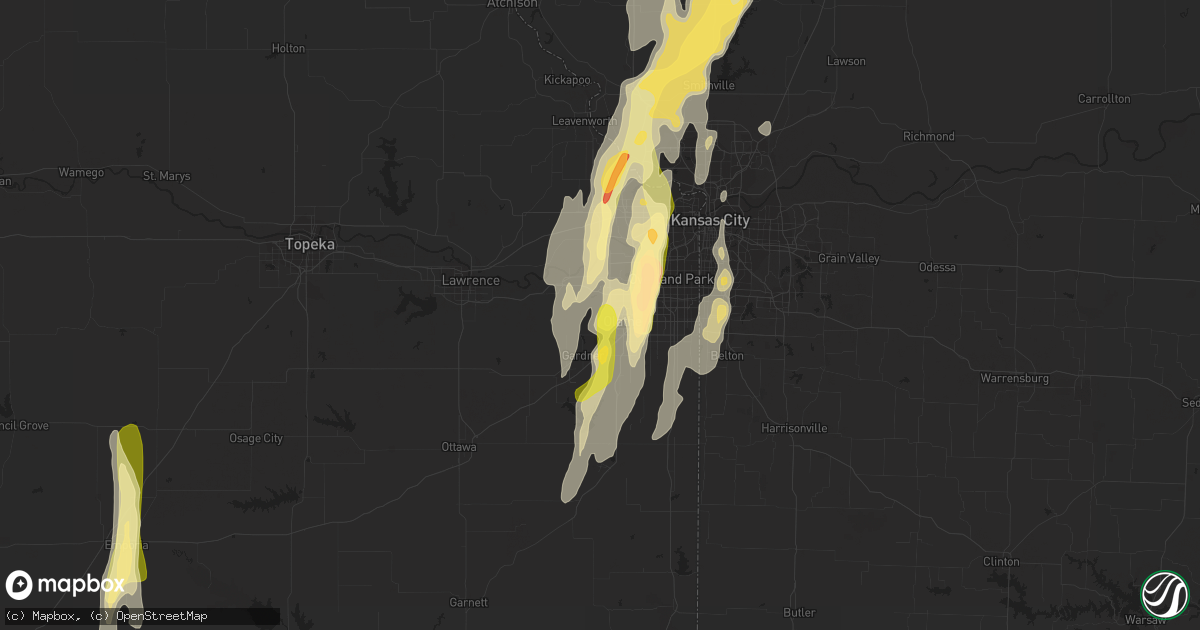 Hail map in Olathe, KS on April 27, 2014