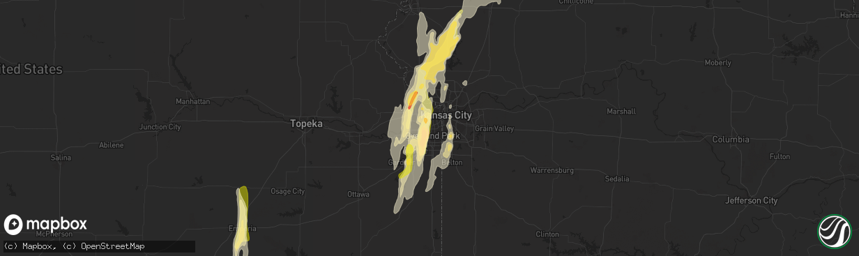 Hail map in Shawnee, KS on April 27, 2014