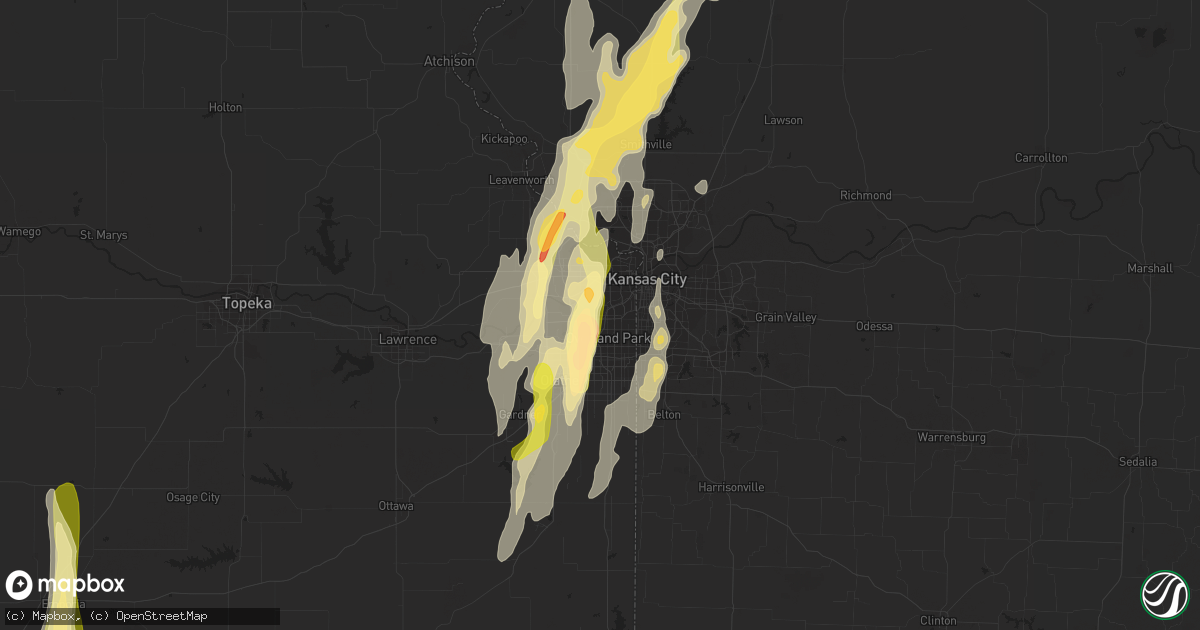 Hail map in Shawnee, KS on April 27, 2014