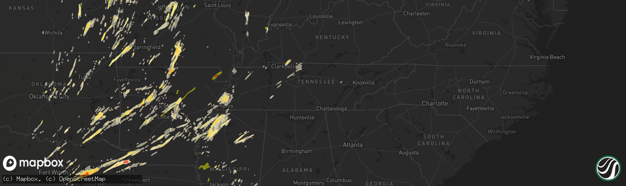 Hail map in Tennessee on April 27, 2014