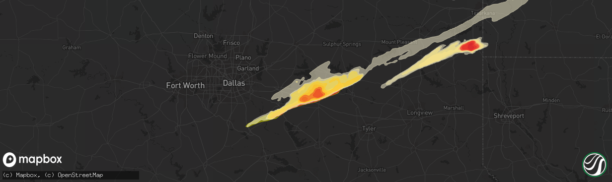 Hail map in Wills Point, TX on April 27, 2014