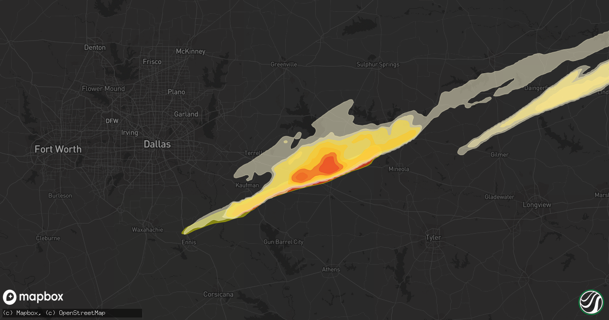 Hail map in Wills Point, TX on April 27, 2014