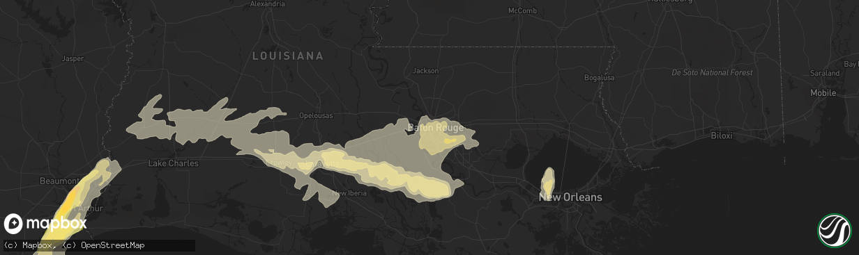 Hail map in Baton Rouge, LA on April 27, 2015