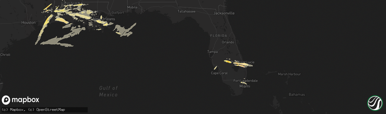 Hail map in Florida on April 27, 2015